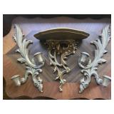 3pc Golden Wall Shelf & Matching Scones