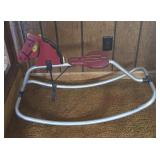 1960s Wooden Rocking Horse w/ Metal Frame