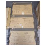 3-section wooden display shelving for trade show