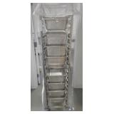 Stainless Steel Hotel Pan Rolling Rack w/ 8 Pans