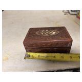 Hand Carved Wood Keepsake box velvet line