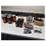 40+ Large Brown & Clear Glass Jars Bottles Lot