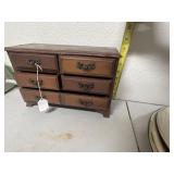 Vintage Wood Jewelry Box Chest of Drawers