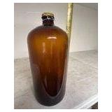 Vintage Brown Glass Bottle: Large with lid