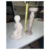 2 pc: home decor set: plant stand woman statue