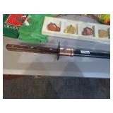 LOT DM 4   SWORD  COOPER & BRASS OAK HANDLE  SCABB