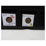 1957 LINCOLN CENT & 1969 ONE CENTAVOS COLUMBIA