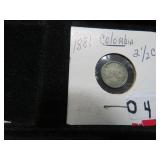 SILVER 1881 2 1/2  COLOMBIA DOLLAR