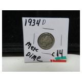 1934 D MERCURY DIME
