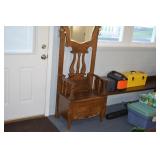 LOT1 CS ANTIQUE OAK HALL TREE W/ MIRROR & STORAGE