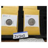 LOT JV  303 1968 1995 P 2021 P ROOSEVELT DIME WASH