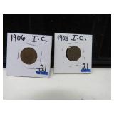 1906 & 1908  INDIAN HEAD CENTS