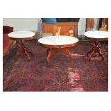 LOT CS 19 3 PIECE VICTORIAN  MARBLE TOP END TABLE