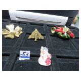 CHRISTMAS TREE PIN MUSICAL HORN  SNOWNMAN