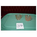 LOT CS 316 PAIR DIAMOND CUT PINK DEPRESSION TEA CS