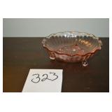 LOT CS 323  PINK DEPRESSION 3 FOOTED BOWL STAR PAT