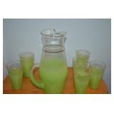 LOTCS33 W VA FROSTED  GREEN GLASS WATER SET