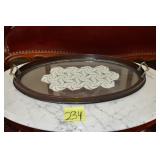 LOTCS 234 VINTAGE VICTORIAN TRAY  BRASS HANDLES