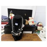 LOT G 346  PAIR OF NECKLACES  BLACK ONX  & SILVER
