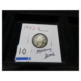 LOT FT 10  1943 =S MERCURY DIME