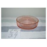 LOT CS 34  PINK DEPRESSION RIBED BOWL CANDY DISK