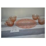 LOT CS 13 CHERRY BLOSSOM SANDWITCH PLATE& 5 CUPS