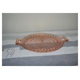 LOT CS  14  CAKE PLATE WITH HANDLES PINK DEPRESSIN