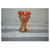 LOT CS 28 NORTHWOOD MARIGOLG CARNIVAL GLASS VASE 8
