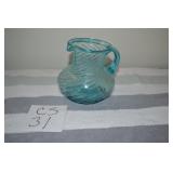 LOT CS  31 NORTH WOOD SWIRL BLUE OPALSCENT PITCHER
