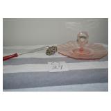 LOT CS 24  PINK DEPRESSION PASTRY SERVER PLATE