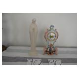 LOT CS 90 CAPODIMONTE MANTEL CLOCK  PRAYING MADONS