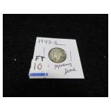 LOT FT 10 1943 S  MERCURY DIME