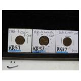 LOT KK 57   1951 / 61 D /  62 LINCOLON  CENTS