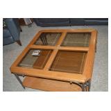 LOT CS 422 METAL FRAME GLASS TOP COFFEE TABLE