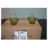 LOT CS 404  GREEN GLASS ASH TRAY COAL BUCKETS MATH