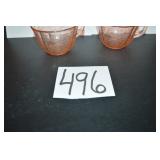 LOT CS 496 PAIR CABBAGE ROSE PINK DEPRESSION  CUPS