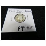 LOT FT  7 1916 MERCURY DIME