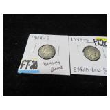 LOT FT 20 1943 S & 1944 S  MERCURY DIME