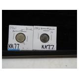 LOT KK 77 2 1961  1992  ROOSEVELT DIMES