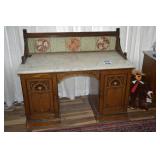 LOT CS 428  1890 MARBLE TOP DESK &  MARBLE TOP SI