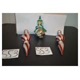 LOT CS 553 LARGE PEPPERMINT TWIST BLOWN ORNAMENT