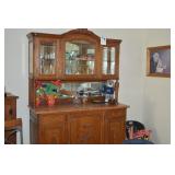 LOT CS 571 MARBLE TOP CHINA CABANET BEVIELED GLASS