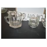LOT CS 412 3 PC SUGAR CREAMER  RIBBED PATTERN