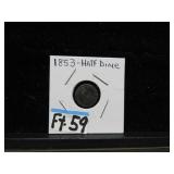 LOT FT 59 1853  HALF DIME