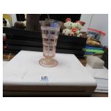 LOT L81 PINK DEPRESSION CUBE VASE 5 1/2 X 3