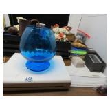 LOT L82 EMPOLI BLUE OPTIC HAND BLOWN GLASS 6 1/2