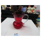 LOT L 47 BLOWN RED RUBY PICTHER CLEAR HANDLE