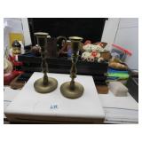 LOT L 43  TALL HEAVY BRASS CANDLE HOLDERS
