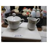 LOT B 89 GOLD FLORAL CHINA  SUAR & CREAMER