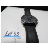 LOT S 3 GENEVA BLACK TONE BIG FACE WRIST WATCH